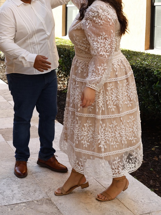Dresses & Skirts - Plus Size White Lace Midi Dress - Bridal shower, rehearsal dinner, engagement